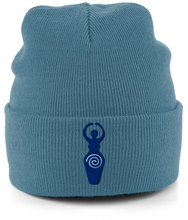 Load image into Gallery viewer, 'I am Goddess' Embroidered Cuffed Beanie (Blues & Greens)