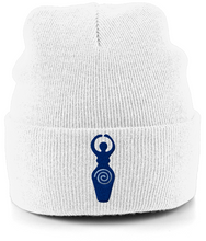 Load image into Gallery viewer, 'I am Goddess' Embroidered Cuffed Beanie (Creams & White)