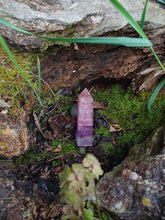 Load image into Gallery viewer, Purple and clear fluorite tower
