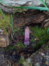 Load image into Gallery viewer, Purple and clear fluorite tower
