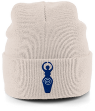 Load image into Gallery viewer, &#39;I am Goddess&#39; Embroidered Cuffed Beanie (Creams &amp; White)
