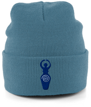 Load image into Gallery viewer, &#39;I am Goddess&#39; Embroidered Cuffed Beanie (Blues &amp; Greens)
